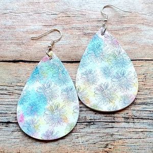 Sunflower Faux Leather Earrings